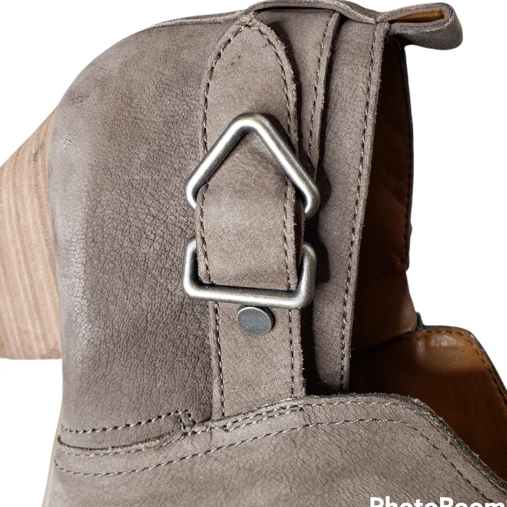 Franco Sarto Leather Western Country Booties Buckle Zip Prarie Farm Suede 9.5